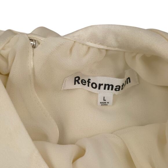 Reformation Corinth Silk Mini Dress Minimalist Bridal Ivory - Picture 9 of 14